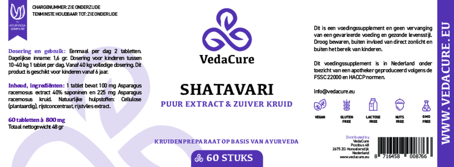 Shatavari Tabletten afbeelding van document #1, etiket